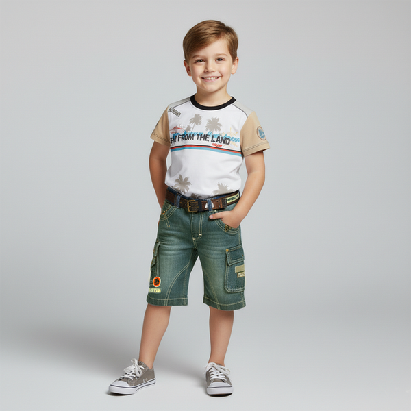 Boy's Denim Bermuda Shorts Wojcik "Daleko Od Ladu 2" Blue, 92