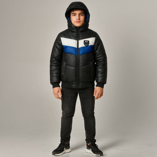 Boys&rsquo; winter-autumn jacket Reporter Young black with white-blue insert 133-82B-11-166, 146