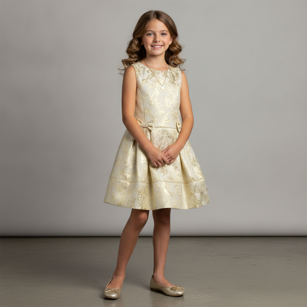 Cream-Golden Festive Dress for Girl Wojcik &ldquo;Blask&rdquo;, 128