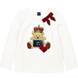 Girl's Cream Long Sleeve Top Wojcik "Krolewski Nastroj" with Teddy Bear and Bow, 110