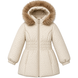 Winter jacket for girls Wojcik "Telefon" beige with hood and faux fu, 134