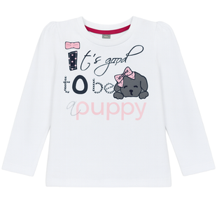 Girls&rsquo; long sleeve Wojcik Szczeniaczek white, 116