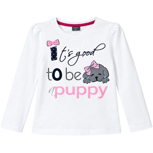 Girls&rsquo; long sleeve Wojcik Szczeniaczek white, 116