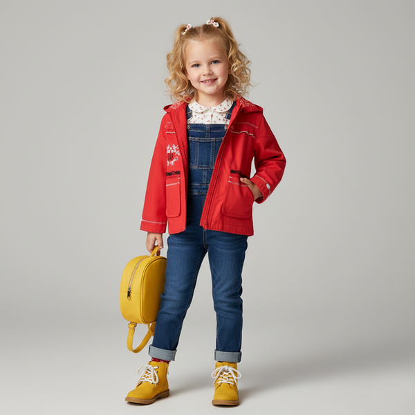 Girl's Spring Jacket "Slodkie Wiesccie" Wojcik Red with Embroidery, 86