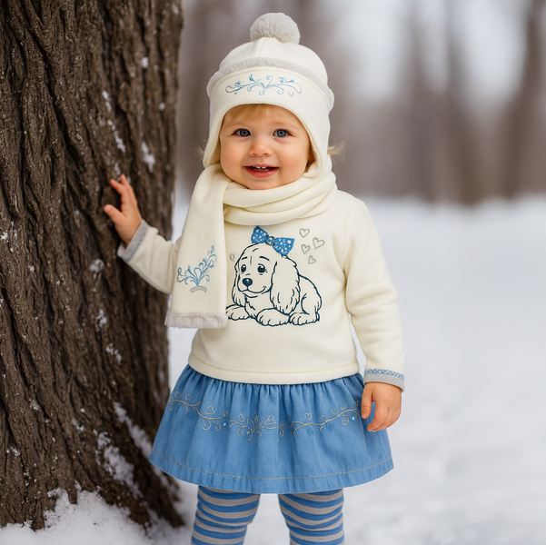 Girls&rsquo; mittens Wojcik Slodki Szczeniak cream, 86