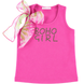 Girl's Top Wojcik "Dziewczyna w Stylu Boho" Premium Summer Knit Raspberry Pink Tank Top with Rhinestones and Shoulder Chiffon Bow, 134