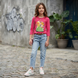 Reporter Young Girls' Teen Long Sleeve Top "Blossom with Reporter" 131-48G-47-630 Raspberry, 3/4 Sleeve, 146