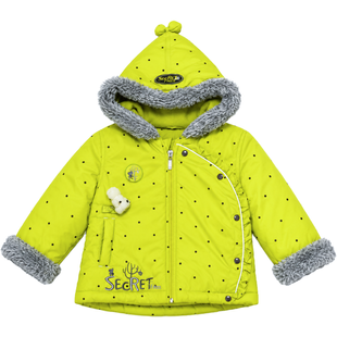 Winter jacket for girls Wojcik "Tajemnicze Drewko 1" lime green with faux fur, 80