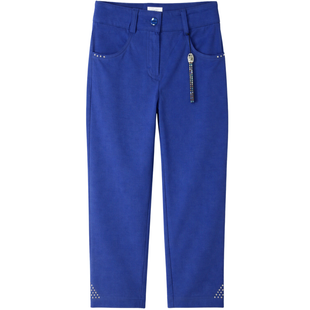 Girl's Capri Pants Wojcik "Lilly" Blue Jersey 3/4 with Rhinestones, 128