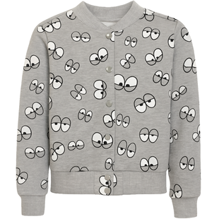 Girls&rsquo; grey bomber jacket with eye print G-001, 146