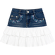 Girl's Summer Set Wojcik "Blue" Elegant White Tank Top and Denim Ruffle Skirt Co-ord, 110