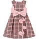 Warm Pinafore Dress for Girls Dinos 1005 Pink Check with Bows, 104