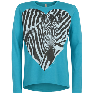 Girls&rsquo; zebra print long sleeve Reporter Young 143-42G-41-525 turquoise, 146