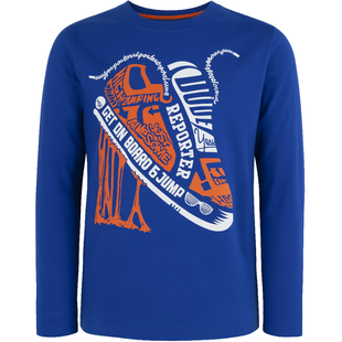 Teen boys&rsquo; long sleeve T-shirt Reporter Young blue with sneakers print 141-42B-96-472, 152