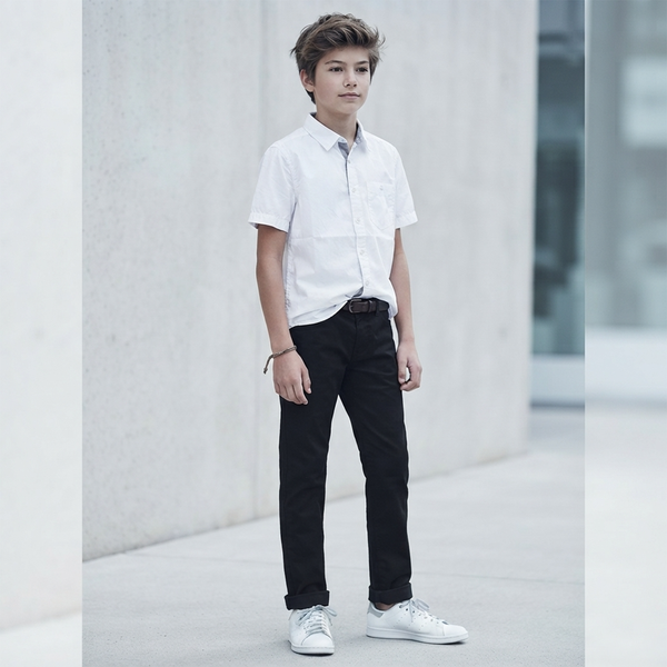 Black pants for boys Reporter Young 133-10B-05-100 for school, 146