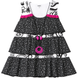 Girl's Tiered Tunic Wojcik "Uroczy Dzien" Black and White with Pink Accents, 140