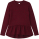 Girl's Tunic G-0011 Knitted Burgundy Melange with Peplum Hem, 146