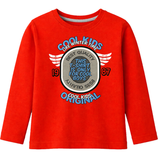 Boy's Red Long-Sleeve T-Shirt "Fajne Dzieciaki" Wojcik with Print, 92