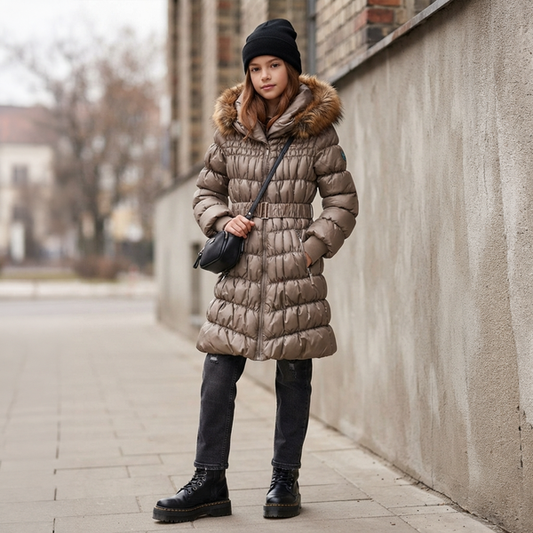 Пальто зимове для дівчинки Reporter Young 123-86G-06-715 бежеве 2012 YRХ фото