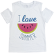 Girl's T-Shirt Wojcik "G-020" White Cold-Shoulder Cotton Top with Watermelon Print, 158