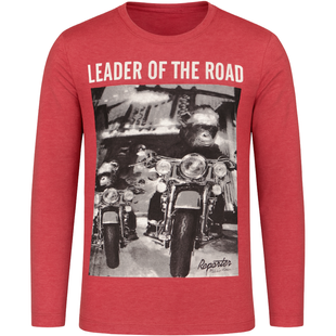 Teen boys&rsquo; long sleeve T-shirt Reporter Young red with biker print 133-42B-63-654, 146