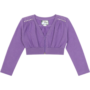 Girl's Purple Bolero Wojcik "Czas Zakupow" Zip-Up Jersey Cardigan, 128