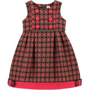 Warm Checkered Pinafore Dress for Girls Dinos 1017, 104