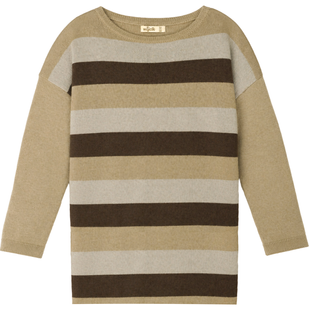 Girls&rsquo; sweater tunic Wojcik Brazowe Refleksy brown striped, 116
