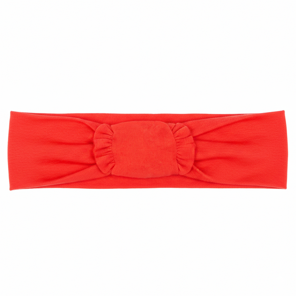 Girl's Red Headband Wojcik "Kotek i Serduszko" with Fabric Flower Kno, 86
