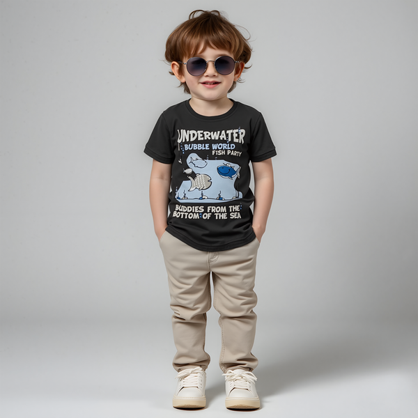 T-shirt for boys Wojcik Podwodni Kumpe graphite, 80