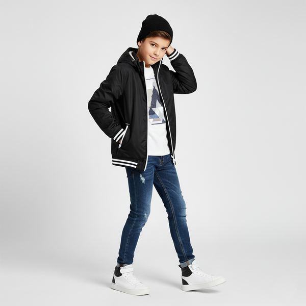 Boy's Windbreaker Jacket Wojcik "Niegrzeczny Chlopak" Black, 140