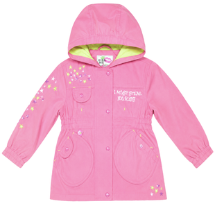 Girl's Spring Jacket "Pocaluj Mnie" Wojcik Pink with Hood, 92