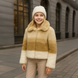 Faux fur coat for girls Wojcik "Wyjatkowy Klejnot" beige-brown, 140