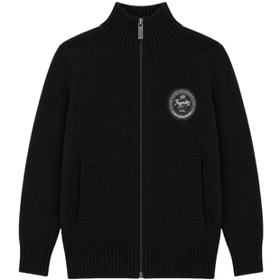 Cotton zip-up sweater for teenage boy Reporter Young 133-73B-09-100 black, 140