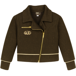 Girls knitted bomber jacket Wojcik "Stylowa Roza 1" brown, 92