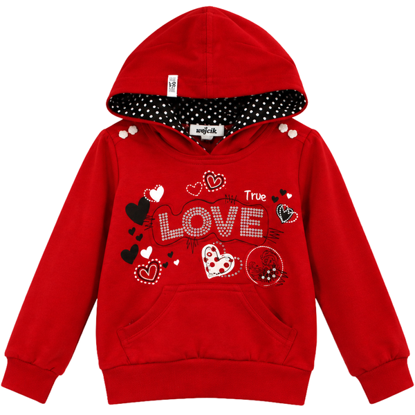 Girl's Clothing Set Wojcik "Prawdziwa Milosc 1" (Red Hoodie & White Trousers), 92