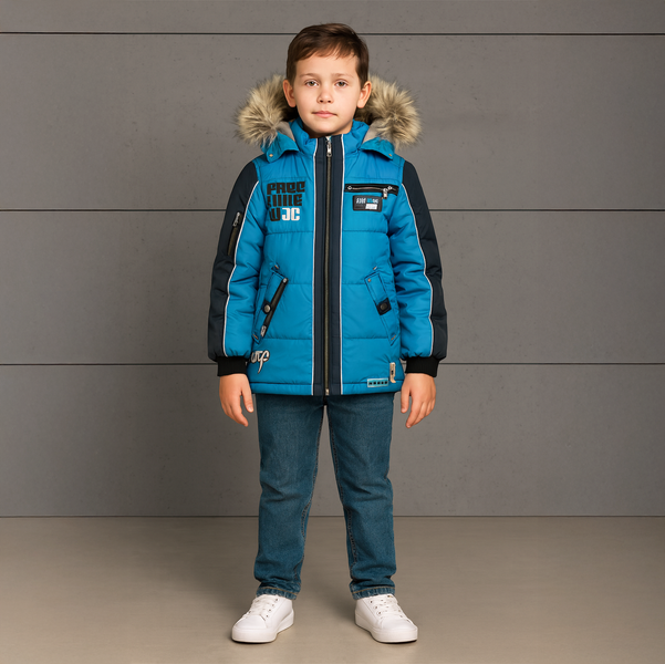 Boys&rsquo; winter-autumn jacket Wojcik "Czas Luzu 1" turquoise, 128