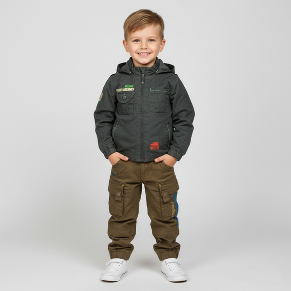 Boy's Windbreaker Jacket Wojcik "Machiny Letajace 1" Graphite, 92