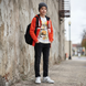 Boys Orange Zip-Up Hoodie Reporter Young 133-55B-10-358 with Graphic Print, 146