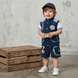 Boys Blue Cotton Snap Vest Wojcik "Zabawa Na Lace" with Hedgehog Patch, 80