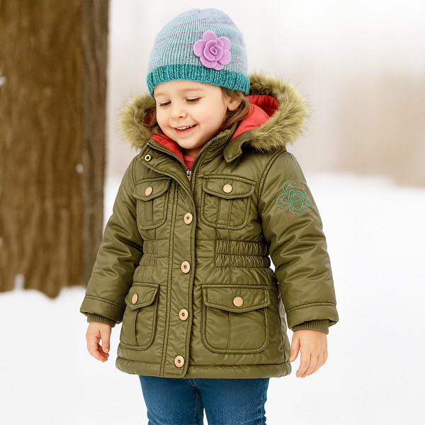 Winter Jacket for Girls Wojcik Kwiatowa Fasc.przyroda 1 Olive, 92