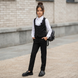 White blouse with jabot for girls Mikrus with long sleeves, 152