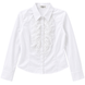 White blouse with jabot for girls Mikrus with long sleeves, 152