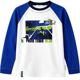 Long sleeve T-shirt for boys Wojcik &ldquo;Czas Luzu&rdquo; cotton white with print, 128