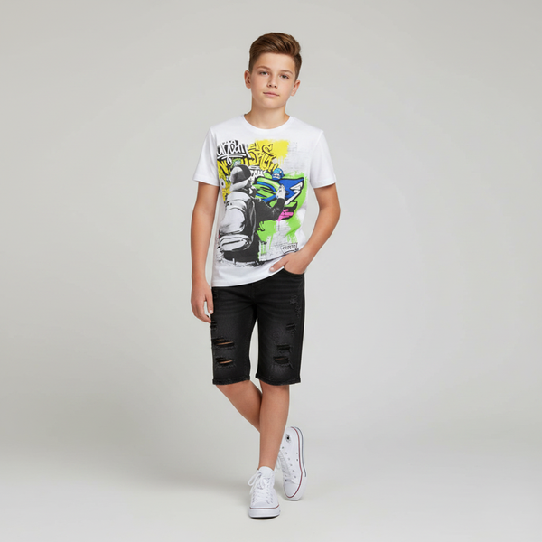 T-shirt for teenage boy Reporter Young 143-40B-22-200 white, 152