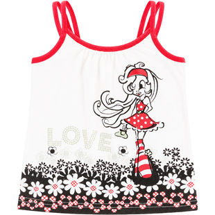 Girl's White Tank Top Wojcik "Prawdziwa Milosc 1" with Red Straps, 104