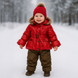 Winter jacket with pants for girls Wojcik "Slodka Ogrodniczka" red with faux fur, 80