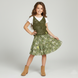 Girl's Green Skirt Wojcik "Czysty Liuks" with Floral Print and Belt, 128