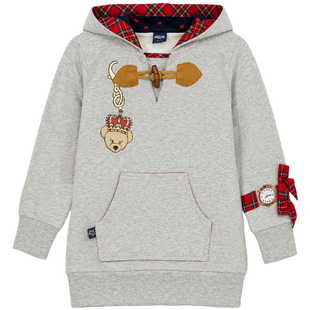 Girl's Grey Hoodie Wojcik "Krolewski Nastroj" Jersey Hooded Sweatshirt, 104