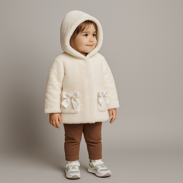 Fur coat for girls Wojcik Wyjatkowa Chwila cream, 86